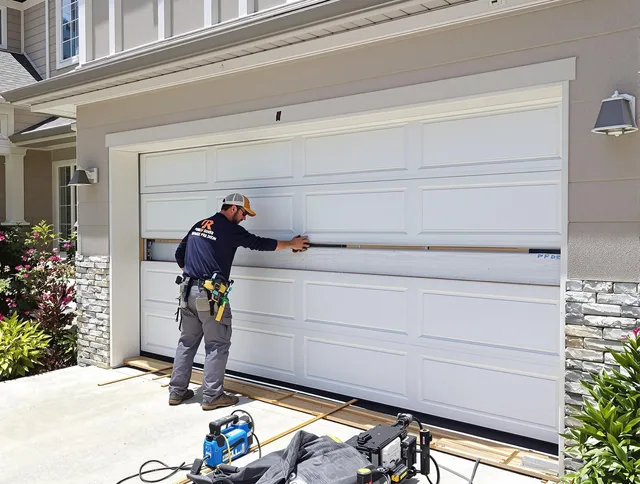 Moreno Valley Garage Door Repair team performing complete garage door replacement at Moreno Valley residence