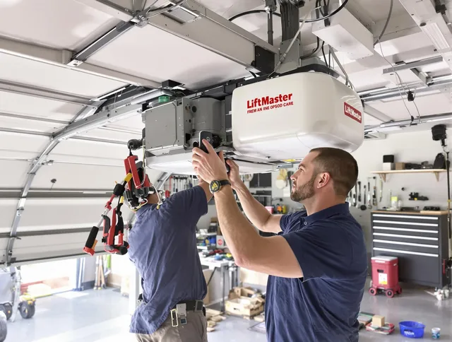 Moreno Valley Garage Door Repair technician performing advanced diagnostics on garage opener in Moreno Valley