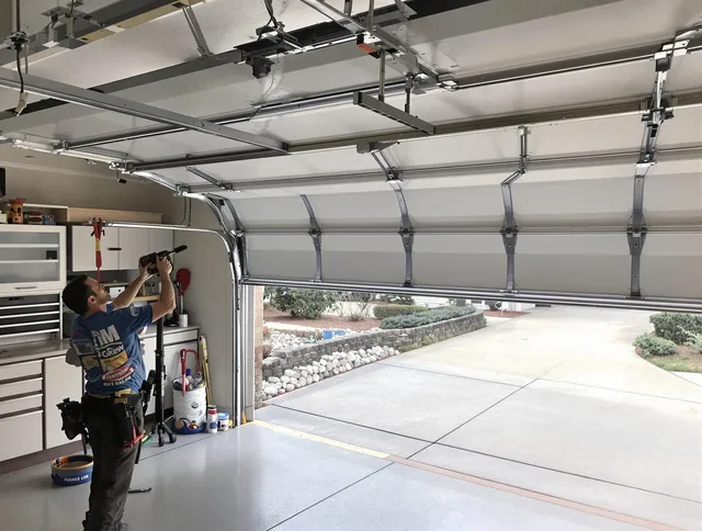 Garage door track repair service by Moreno Valley Garage Door Repair in Moreno Valley